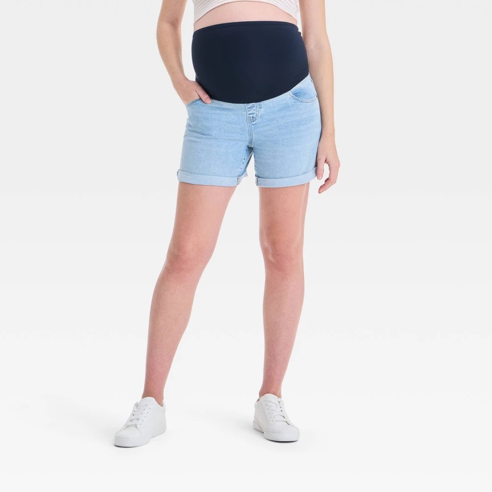 STR | Over Belly High-Rise Maternity Jean Shorts - Isabel Maternity by Ingrid & Isabel™ Light Wash 14: Stretch Denim
