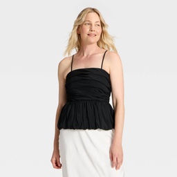 STR | Women's Ruched Peplum Cami Top - A New Day™ Black M