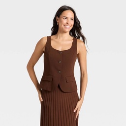 STR | Women's Signature Crepe Scoop Vest - A New Day™ Brown XL