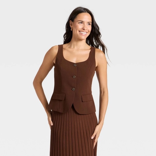 STR | Women's Signature Crepe Scoop Vest - A New Day™ Brown XL