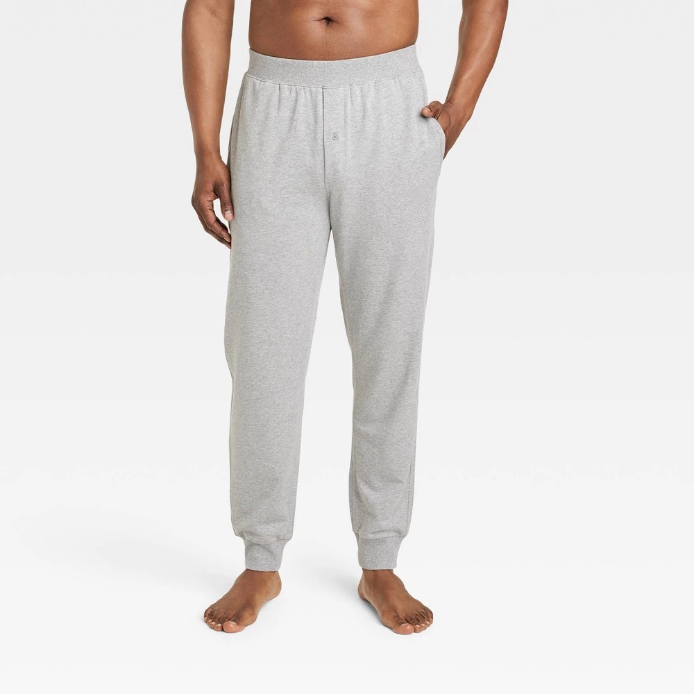 STR | Men's Cotton Modal Knit Jogger Pajama Pants - Goodfellow & Co™ Heathered Gray S: Tapered Leg, Elastic Waistband