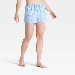 STR | Women's Ski Print Flannel Pajama Shorts - Auden™ Blue XS