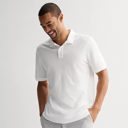 STR | Men's Sonoma Goods For Life® Short Sleeve Relaxed Fit Pique Polo, Size: Medium, Modern White