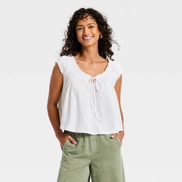 STR | Women's Smocked Knit Scoop Neck Blouse - Universal Thread™ White S