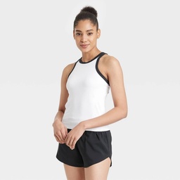 STR | Women's Highneck Racerback Tank Top - All In Motion™ White L: UPF 50+, Midweight, Knit, Pullover, Flat Seams