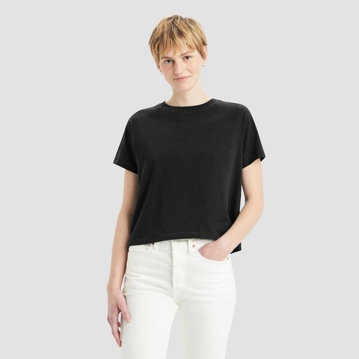 PRM | Levi's® Women's Game Day T-Shirt - Caviar M: Cotton Crew Neck Pullover, Raglan Short Sleeve