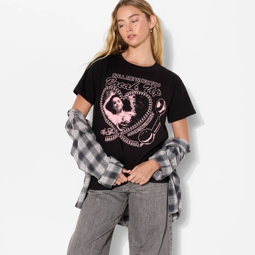 STR | Women's Selena Gomez Call Me When You Break Up Short Sleeve Graphic T-Shirt - Black L