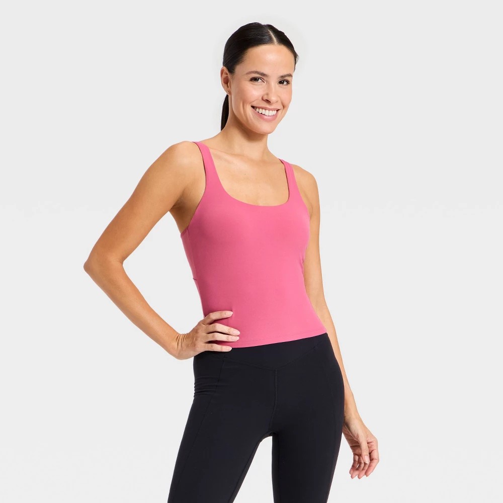 STR | Women's Everyday Soft Square Neck Twist Back Support Tank Top - All In Motion™ Dark Mauve M