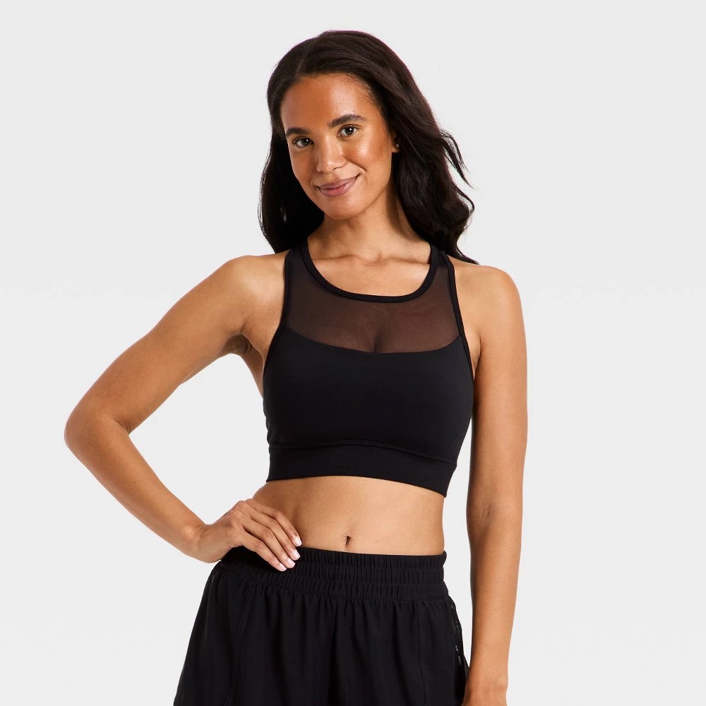 STR | Women's Super Flex Medium Support Racerback Sports Bra - All In Motion™ Black M