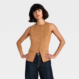 STR | Women's Faux Suede Fashion Vest - Universal Thread™ Brown L