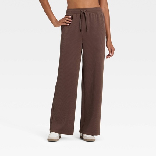 STR | Women's Airy Sleek Ribbed Wide Leg Sweatpants - All In Motion™ Brown XS