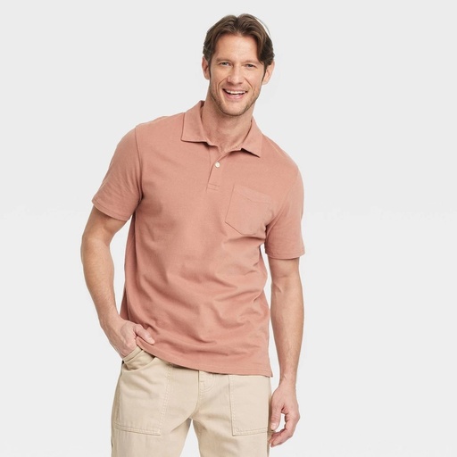 STR | Men's Vintage Polo Shirt - Goodfellow & Co™ Copper L: 100% Cotton, Midweight Jersey, Standard Fit, Shrink-Resistant