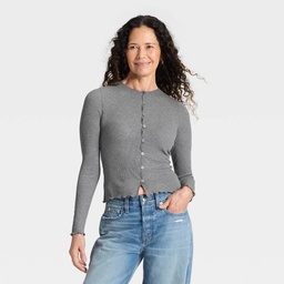 STR | Women's Ribbed Button-Down Cardigan - Universal Thread™ Dark Heather Gray XS