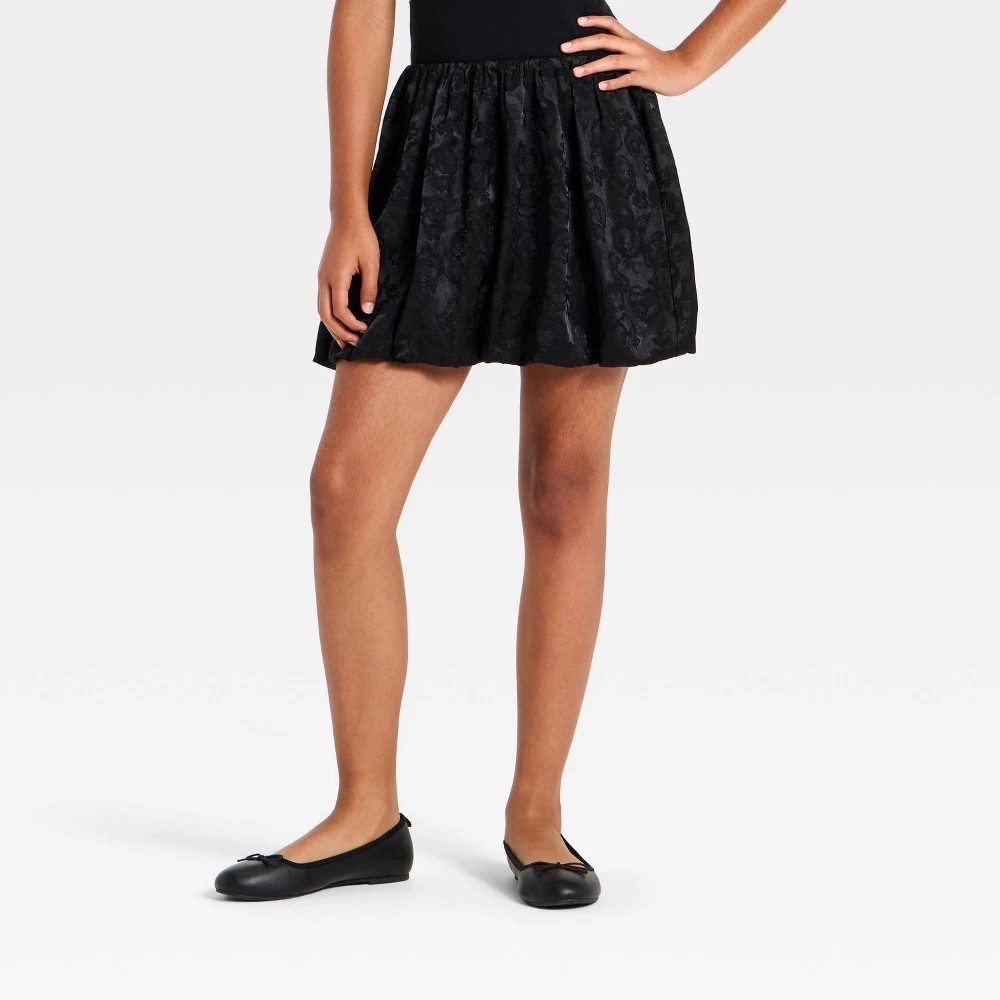 STR | Girls' Jacquard Satin Bubble Skirt - art class™ Black XL