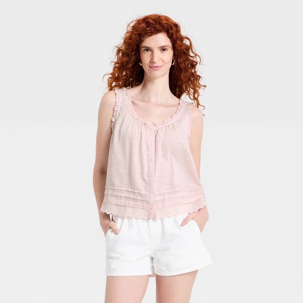 STR | Women's Pintuck Blouse - Universal Thread™ Light Pink XS