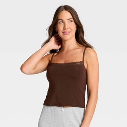 STR | Women's Modal Blend Lace Cami - Auden™ Dark Brown L