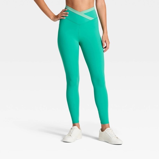 STR | Women's High-Rise Crossover Waistband 7/8 Leggings - JoyLab™ Turquoise Green XXL