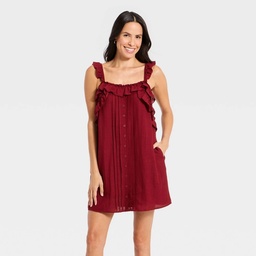 STR | Women's Sleeveless Cami Ruffle Maxi A-Line Dress - Universal Thread™ Maroon M