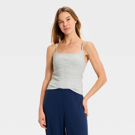 STR | Women's Ribbed Built-in-Bra Sleep Camisole - Auden™ Heather Gray M