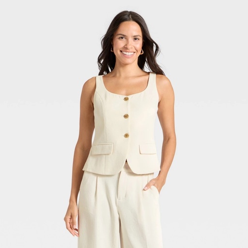 STR | Women's Signature Crepe Scoop Vest - A New Day™ Cream S