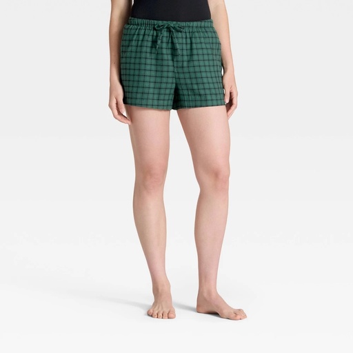 STR | Women's Mini Check Flannel Pajama Shorts - Auden™ Green XS