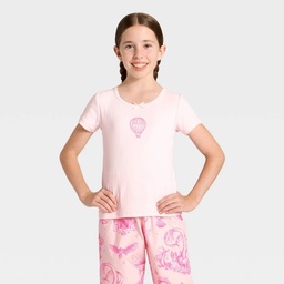 STR | Wicked x Katie Kime Girls' Short Sleeve Pointelle Balloon Graphic T-Shirt - Light Pink XL