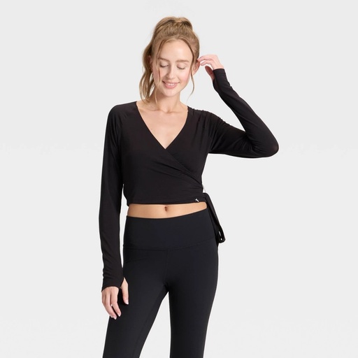 STR | Women's Wrap Long Sleeve Top - JoyLab™ Black XL