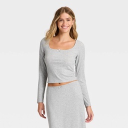 STR | Women's Variegated Ribbed Long Sleeve Pajama Top - Auden™ Gray XL