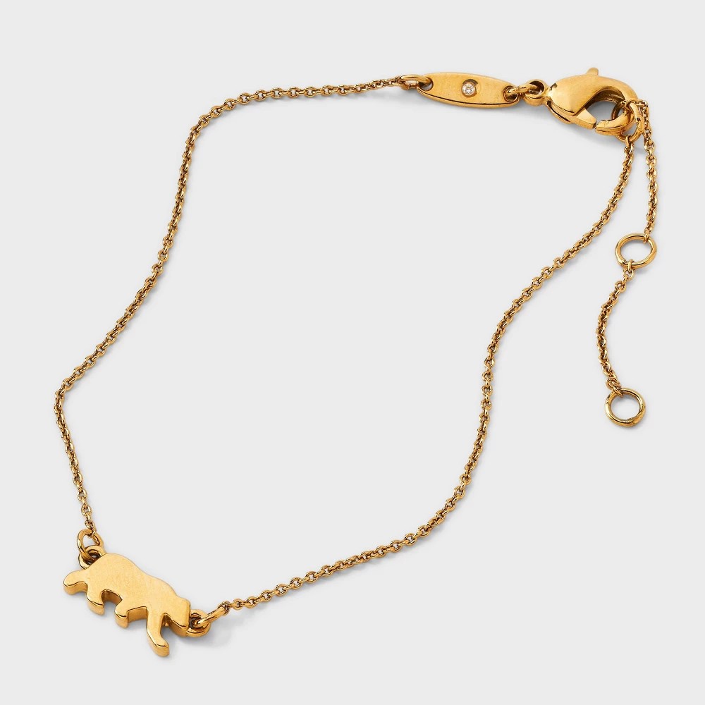 STR | Tiny Tags 14K Gold Ion Plated Bear Bracelet