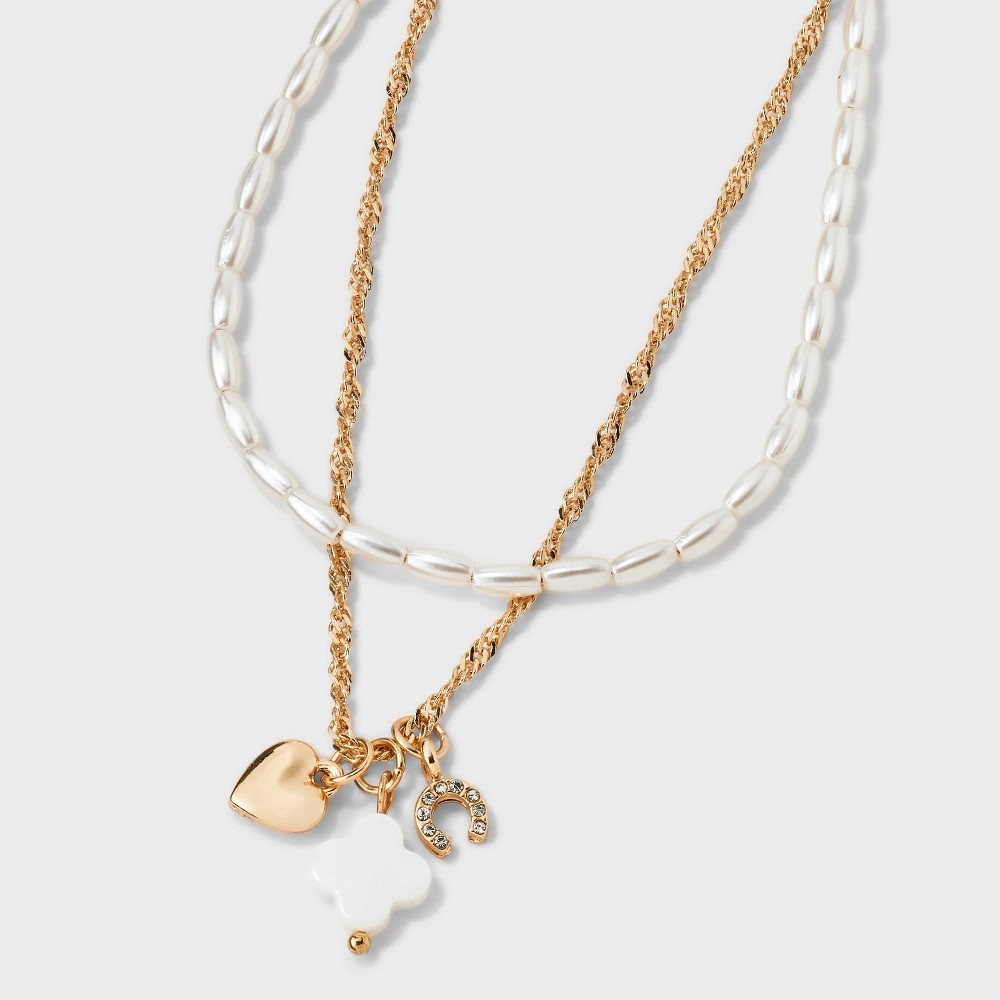 STR | Lucky Cluster Charm Multi-Strand Necklace - Wild Fable™ Gold/Silver