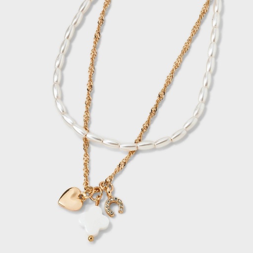 STR | Lucky Cluster Charm Multi-Strand Necklace - Wild Fable™ Gold/Silver