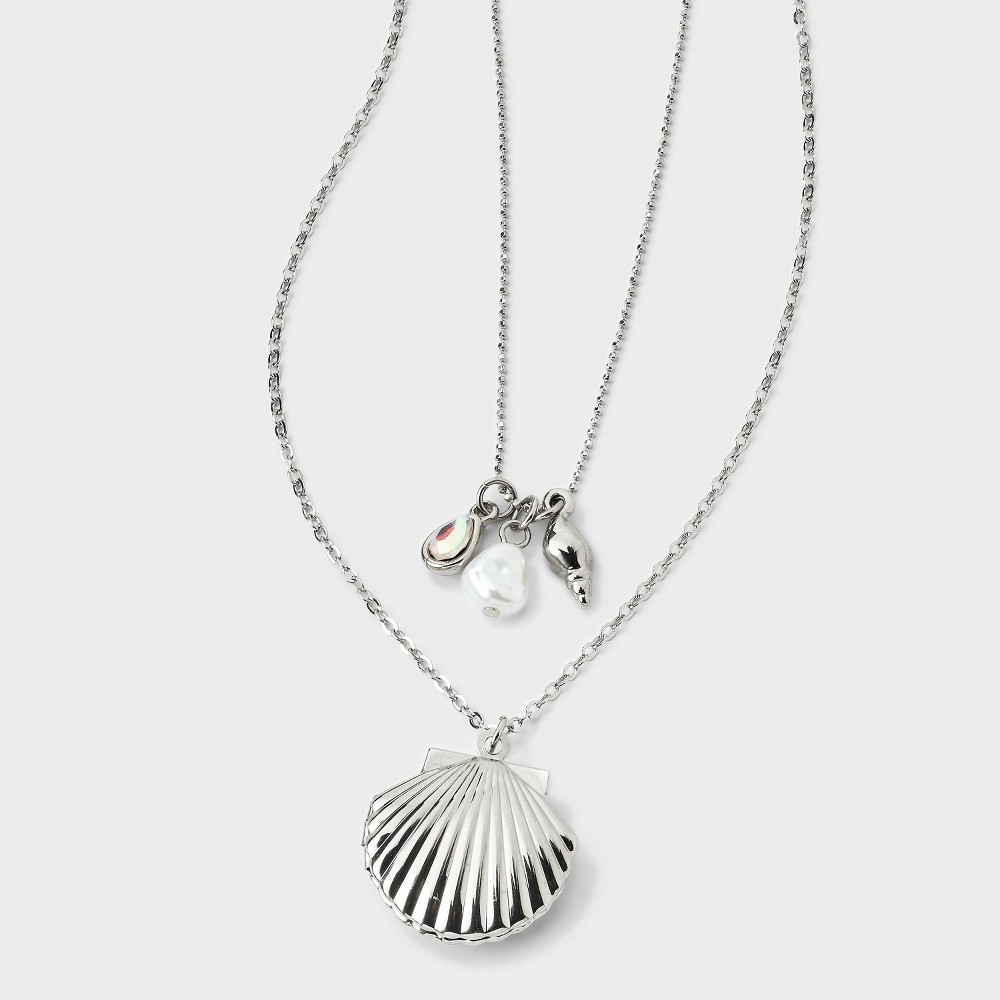 STR | Scallop & Pearl Duo Necklace Set - Wild Fable™ Silver