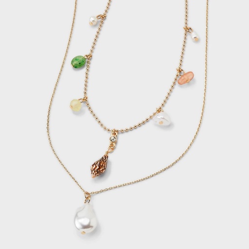 STR | Multi-Row Delicate Charm Necklace - A New Day™ Gold/Multi