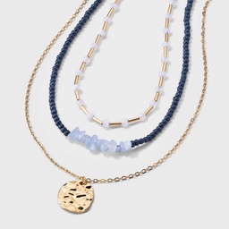 STR | Beaded and Chain Necklace 3pc Set - Universal Thread™ Gold/Blue