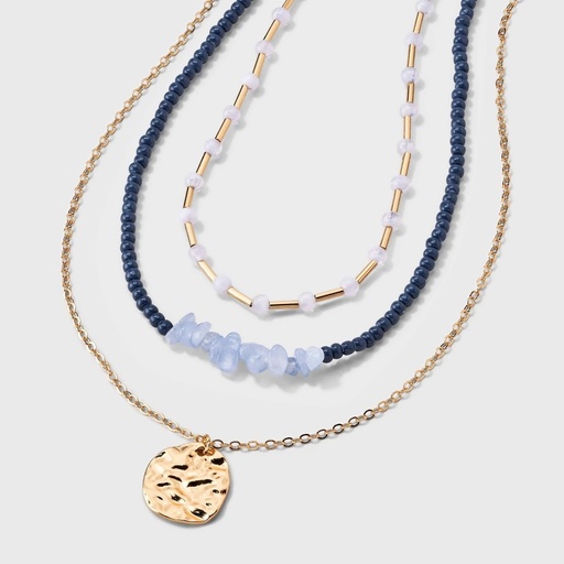 STR | Beaded and Chain Necklace 3pc Set - Universal Thread™ Gold/Blue