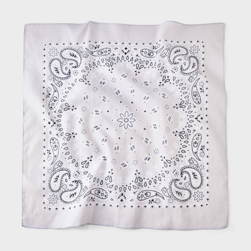 STR | Cotton Circular Pattern Paisley Bandana Scarf - Universal Thread™ Gray