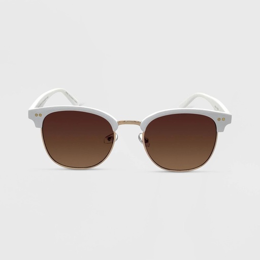 STR | Women's Plastic Metal Combo Square Solid Sunglasses - Wild Fable™ White: Adjustable Nose Pads, UV Protection