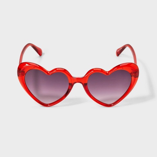 STR | Women's Shiny Plastic Heart Shaped Sunglasses with Purple Gradient Lenses - Wild Fable™ Red