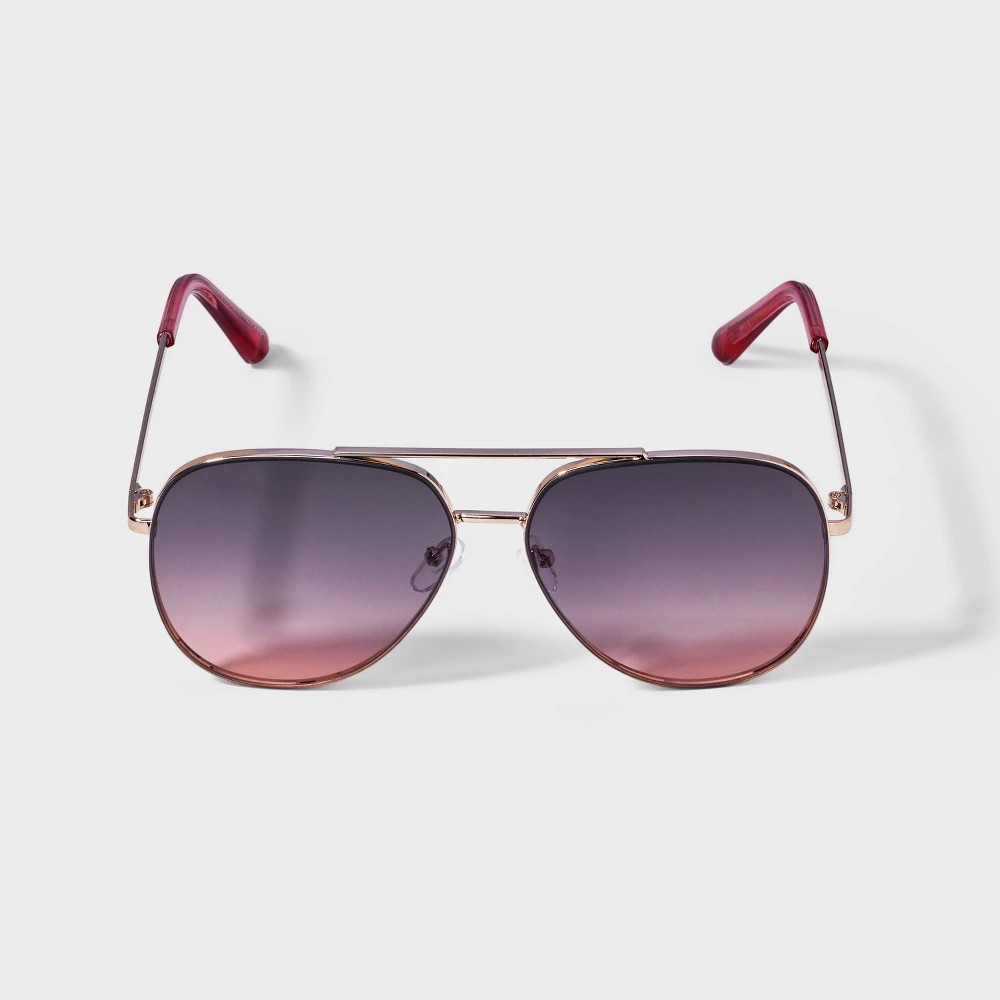 STR | Women's Metal Gradient Aviator Sunglasses - A New Day™ Gold: UV Protection, Impact-Resistant, Recycled Metal