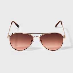 STR | Women's Shiny Metal Aviator Sunglasses with Brown Gradient Lenses - Wild Fable™ Gold