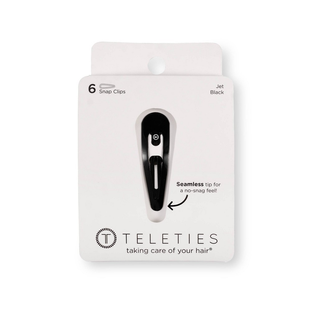 STR | TELETIES Seamless Snap Hair Clips - Black - 6pc: Steel, Securing Hair, All Hair Types