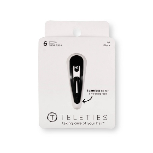 STR | TELETIES Seamless Snap Hair Clips - Black - 6pc: Steel, Securing Hair, All Hair Types