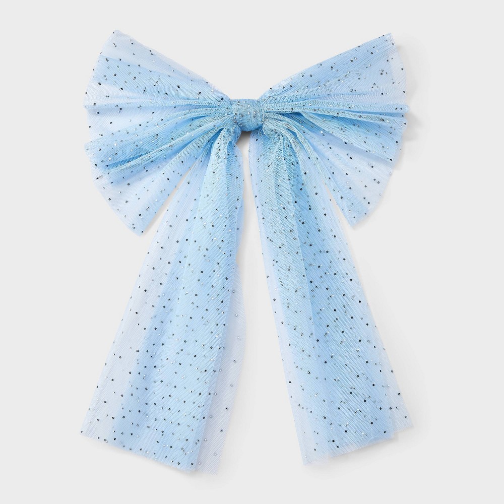 STR | Tulle Rhinestone Hair Bow - A New Day™ Mint Green