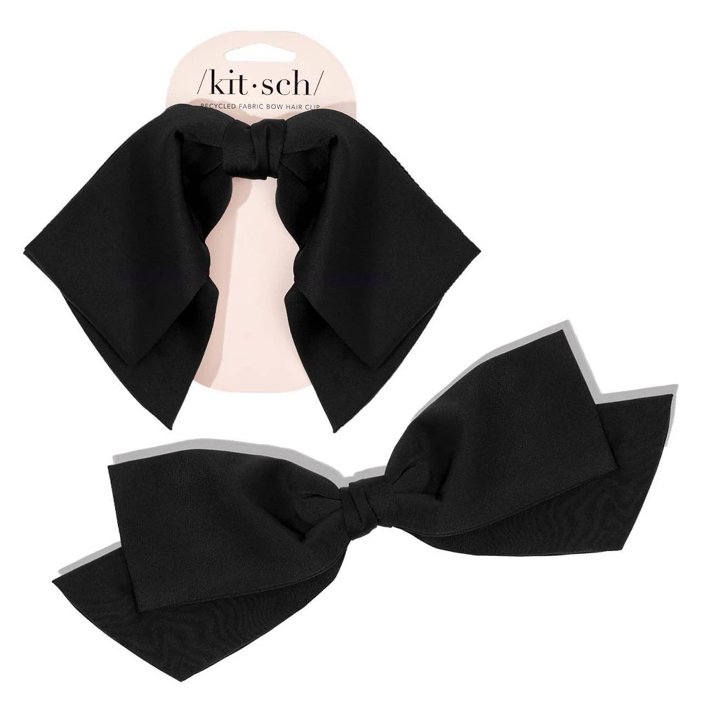 STR | Kitsch Recycled Fabric Bow Hair Clip - Black