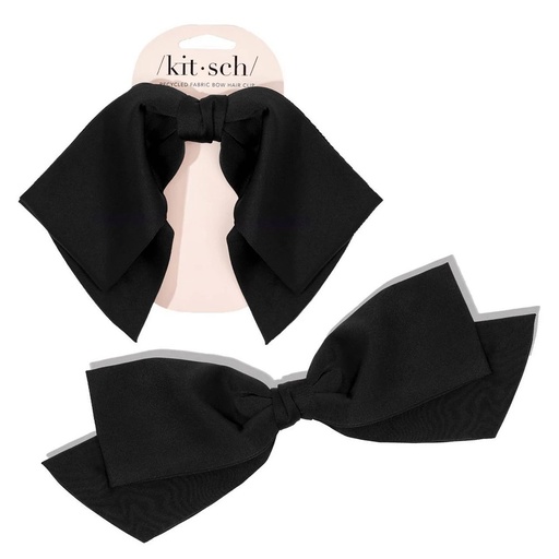 STR | Kitsch Recycled Fabric Bow Hair Clip - Black