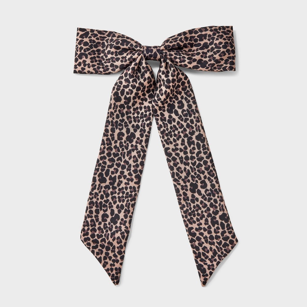 STR | Girls' Satin Leopard Printed Bow - art class™ Black/Brown