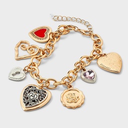 STR | Multi Heart Charm Statement Bracelet - Wild Fable™ Gold