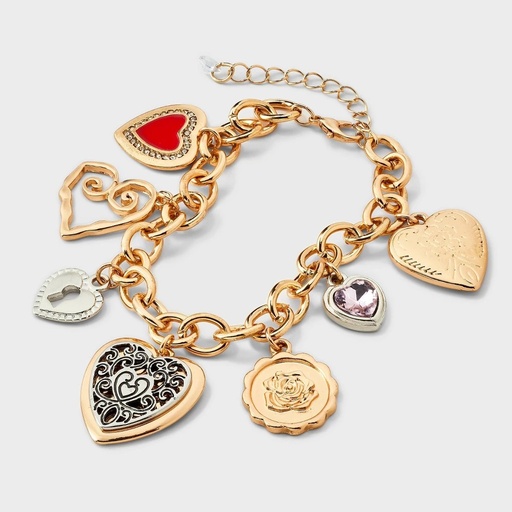 STR | Multi Heart Charm Statement Bracelet - Wild Fable™ Gold