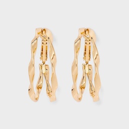 STR | Two Row Wavy Hoop Earrings - Universal Thread™ Gold: Clip-In Clasp, Recycled Iron, 1.25" Length