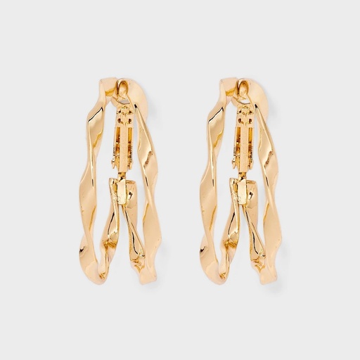 STR | Two Row Wavy Hoop Earrings - Universal Thread™ Gold: Clip-In Clasp, Recycled Iron, 1.25" Length